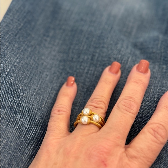 Julie Vos Gold Rings with Silver and Pearl Accents - Picture 3 of 3